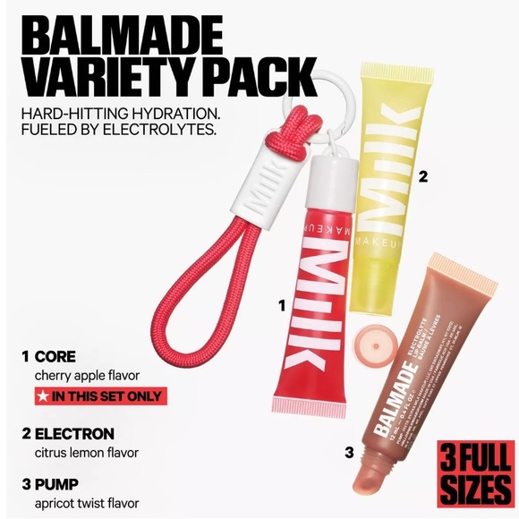 Milk Makeup Balmade Electrolyte Lip Balm Trio + Keychain - Picture 5 of 9